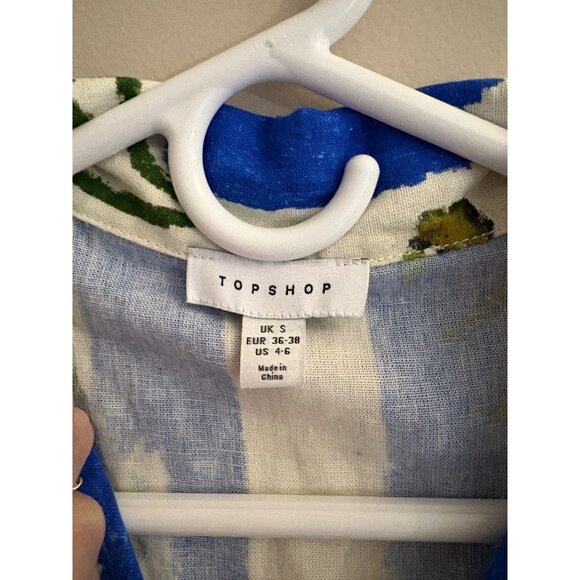 Topshop NWT Floral Stripe Linen-Blend Button-Down Resort Shirt Small or US 4-6 - Picture 5 of 13